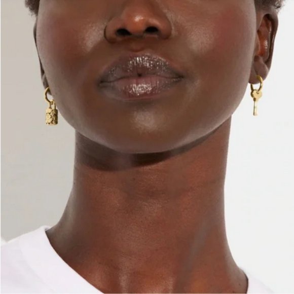 Coach Quilted Padlock Key Mismatch Earrings NWT - Picture 2 of 6